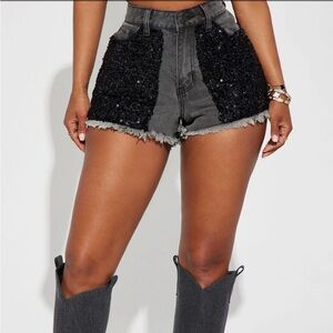 Stole The Show Sequin
Non Stretch Denim Shorts